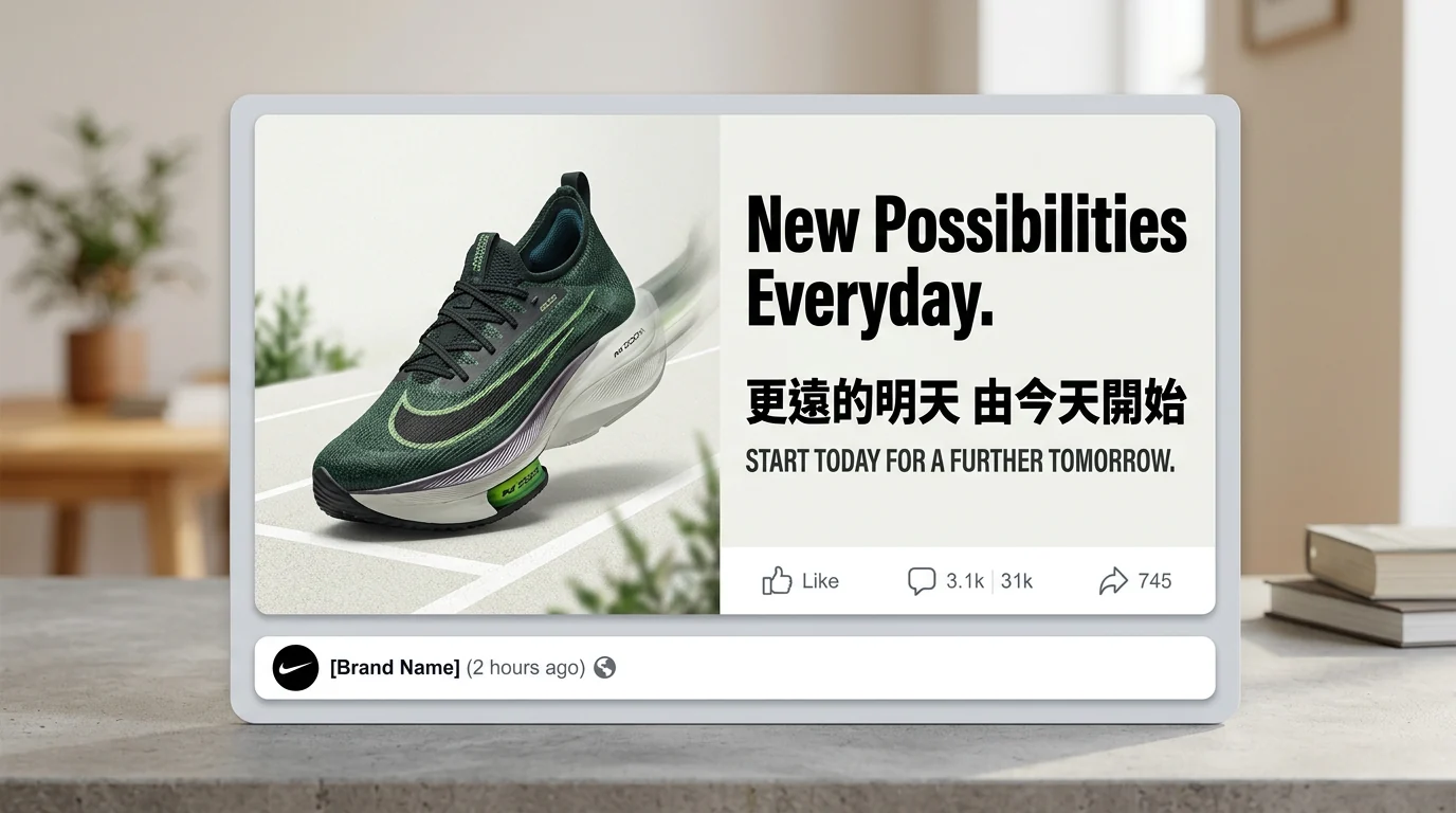 Facebook 品牌帖文的概念示意